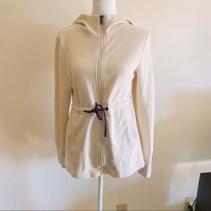 Varley Colby Hoodie $158 Pristine Ivory Zip Sweatshirt Drawstring NWT Size  S